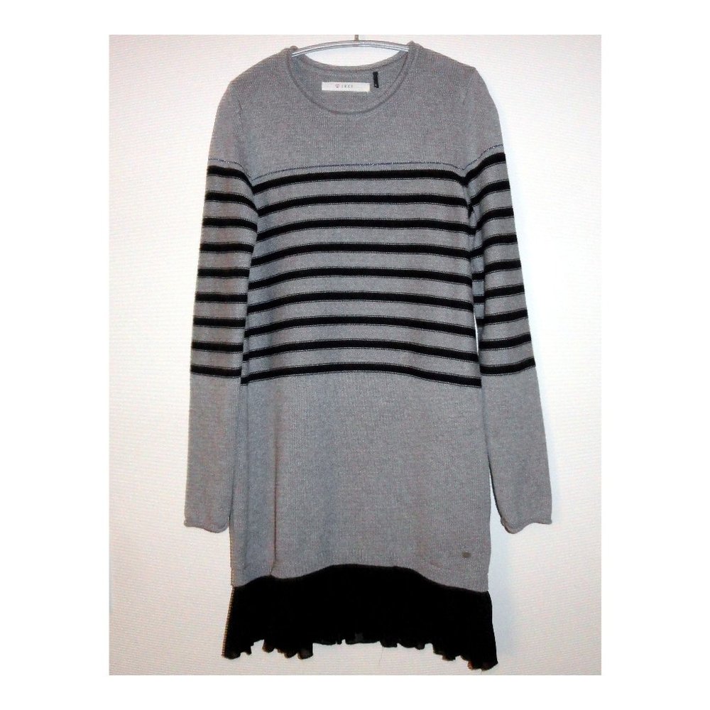 Ikks France 100% Cotton Sweater Dress Pleated Trim